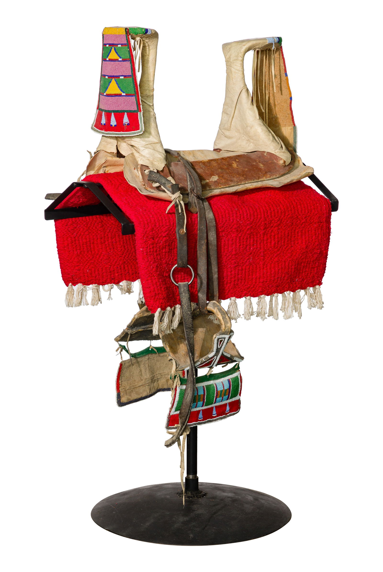 Native American Crow Beaded Hide Saddle (1 of 7)