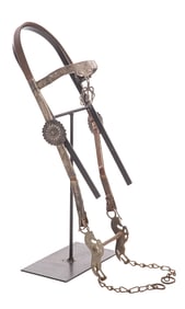 Native American Navajo Silver and Leather Bridle