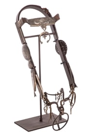 Native American Navajo Silver and Leather Headstall and Bit