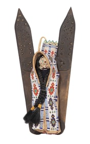 Native American Plains Beaded Cradle Board and Doll