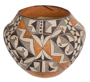 Native American Pueblo Acoma Polychrome Pottery Jar