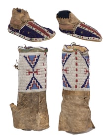 Native American Sioux Beaded Moccasins and Leggings