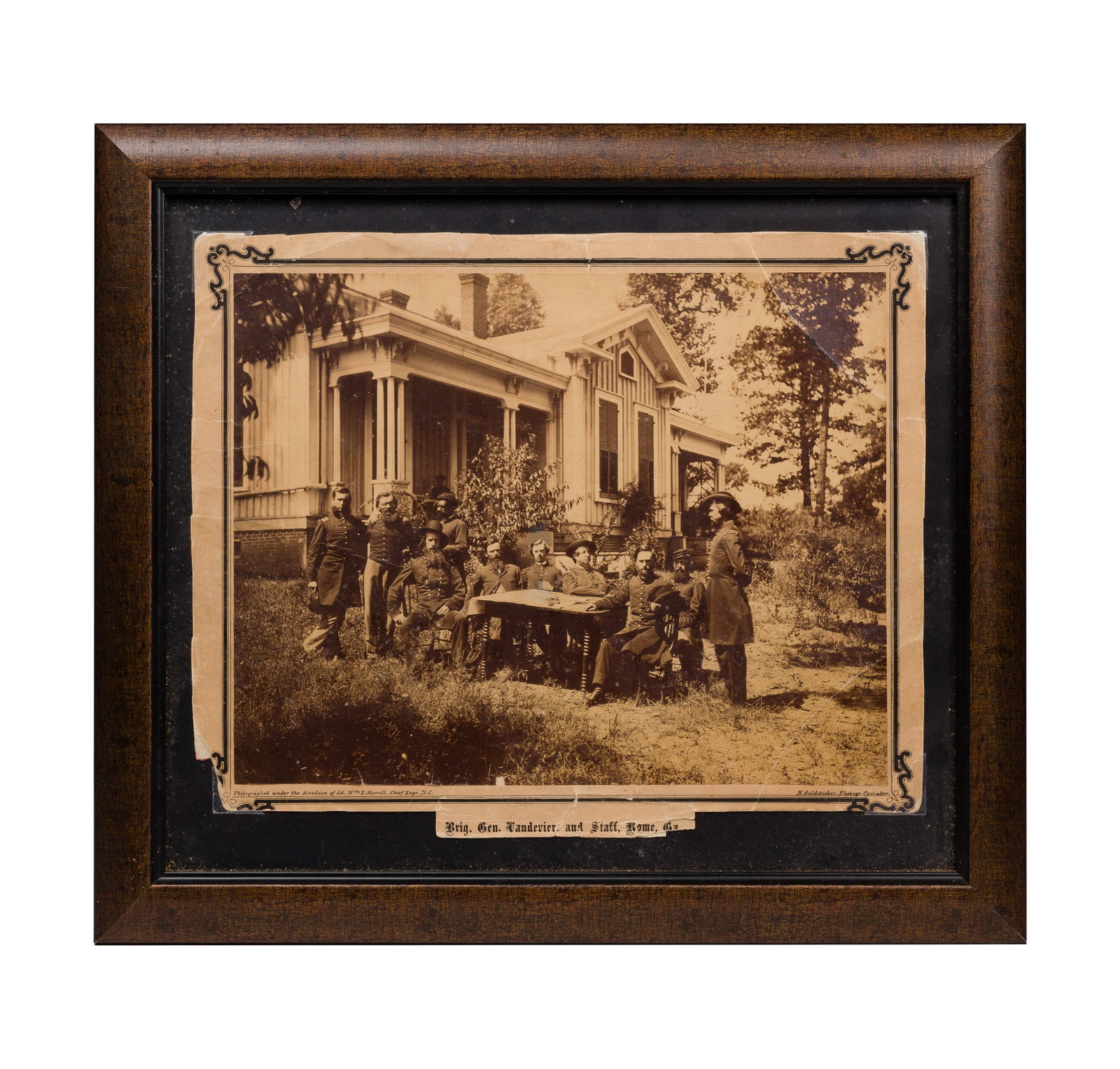 Civil War General Vandever and Staff Photogravure: Civil War General Vandever and Staff Photogravure (3) total items including the image of General William Vandever (American, 1817-1893), printed within a decorative border, having misspelled title 'Br