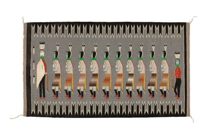 Native American Navajo Wool Yei Rug