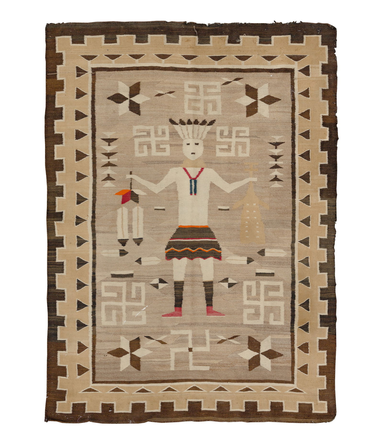 Native American Navajo 'Rolling Logs' Wool Rug (1 of 4)
