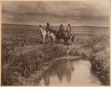 Edward Curtis (American, 1868-1952) 'The Three Chiefs - Piegan' Silver Gelatin Print