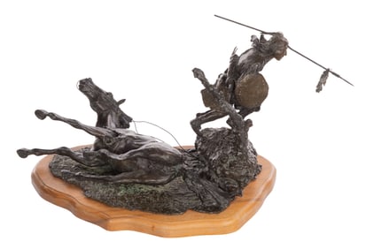 Austin Deuel (American, 1939-2021) 'The Final Charge' Figural Bronze Sculpture