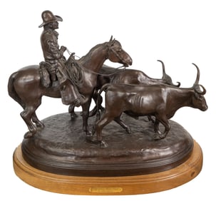 John French (American, b.1936) 'The Long Hard Trail' Bronze Sculpture