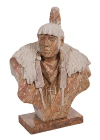 Alvin Marshall (American / Navajo, b.1959) Alabaster Bust Sculpture