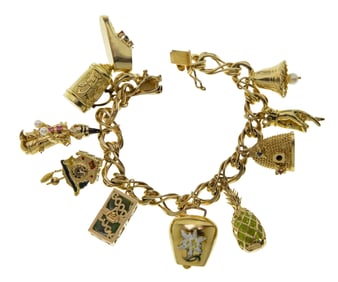 18k and 14k Yellow Gold Charm Bracelet