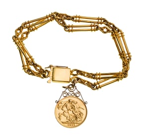 22k Gold Coin on 18k Yellow Gold Bracelet