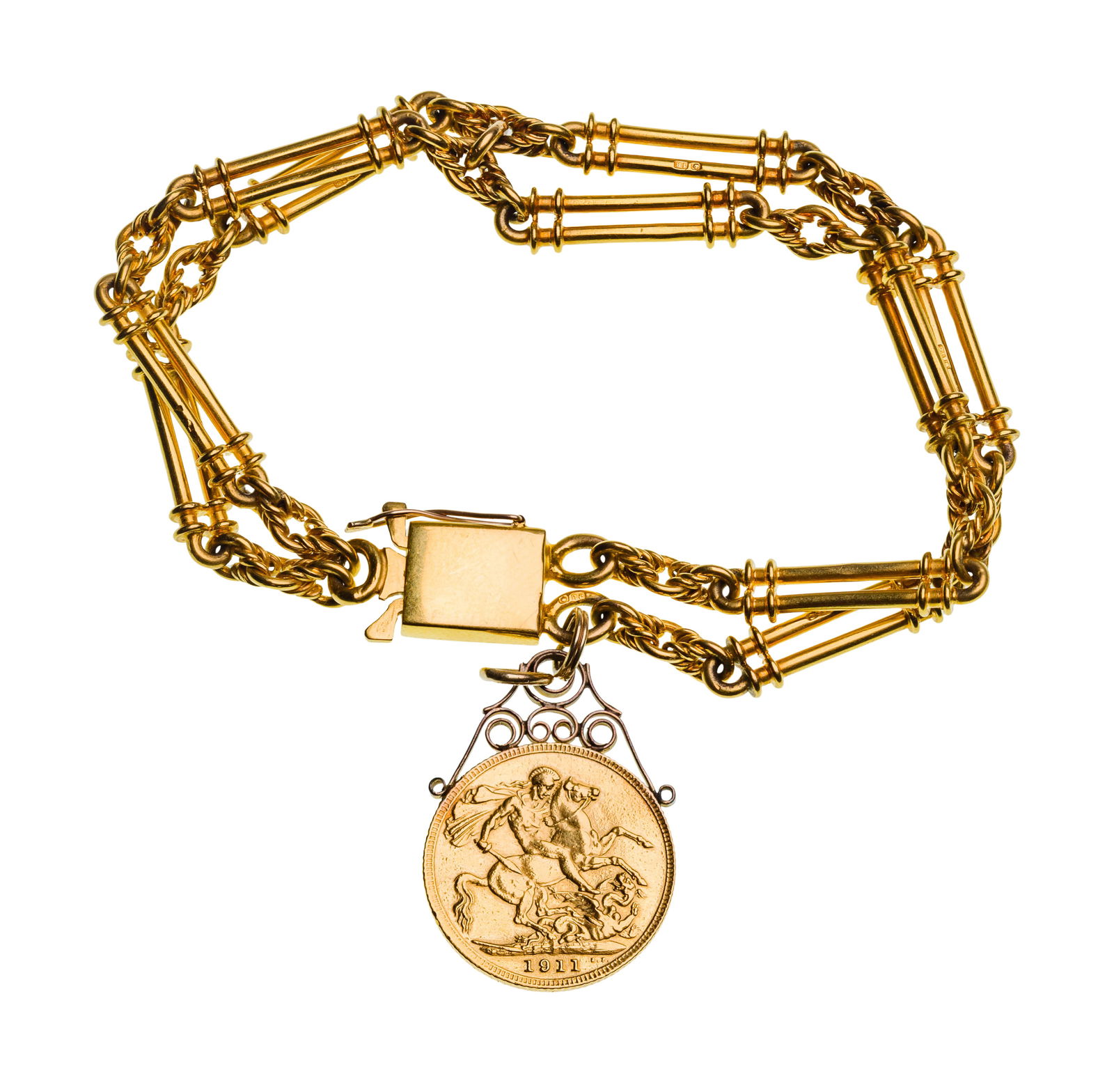 22k Gold Coin on 18k Yellow Gold Bracelet (1 of 2)