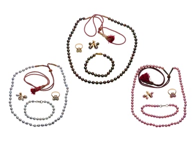 14k Yellow Gold and Pearl Jewelry Suite Assortment