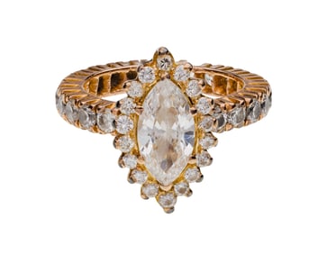12k Yellow Gold and Diamond Ring