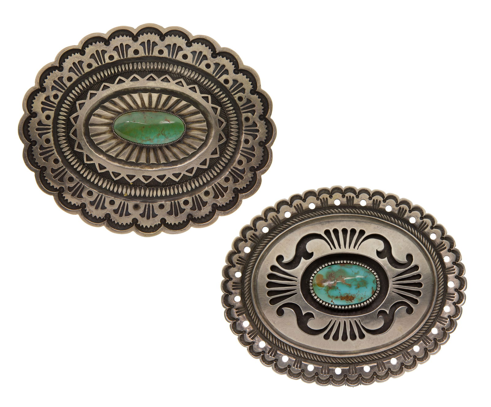 Native American Calvin Martinez Sterling Silver and Turquoise Belt Buckles (1 of 3)