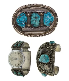 Native American Sterling Silver and Turquoise Jewelry Assortment