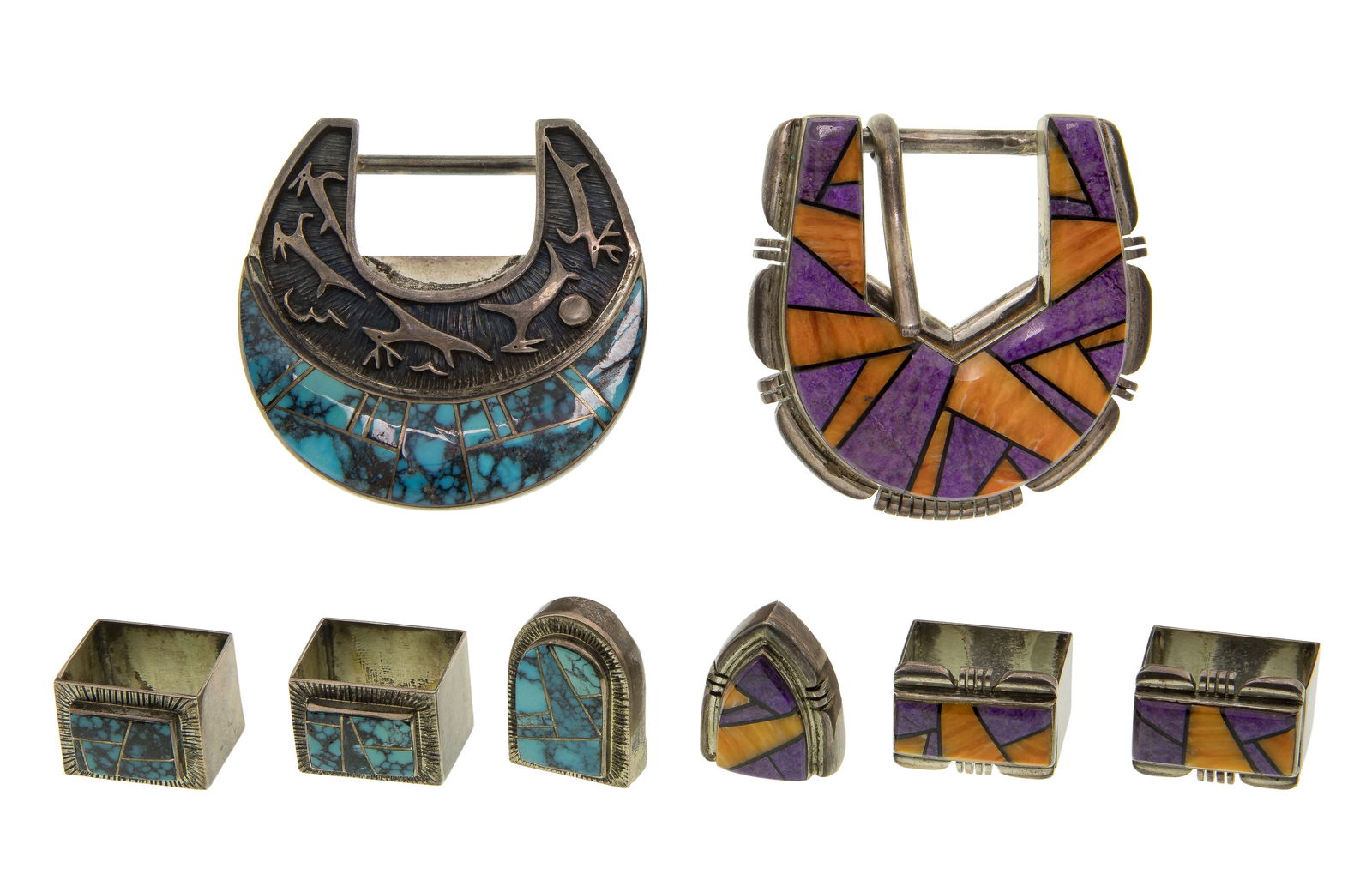 Native American Sterling Silver Belt Buckle Sets (1 of 3)