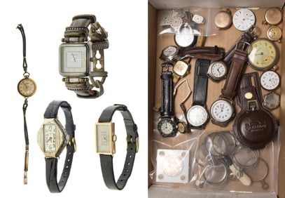 1830 Capped Bust 50c, 14k Gold Case and Sterling Silver Wristwatch Assortment