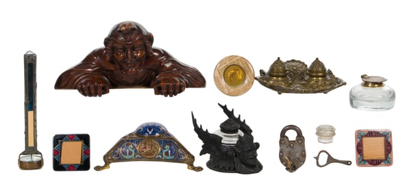 E. F. Caldwell & Co. Champleve and Bronze Inkwell