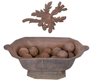 Cast Iron Planter With Cannon Balls