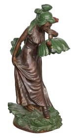 Art Nouveau Style Figural Bronze Lamp
