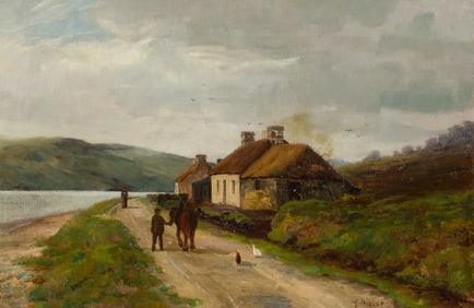 Andrew Hislop (Scottish, 1887-1954) 'The Smithy, Gunnel Ferry, Loch Etive' Oil on Canvas