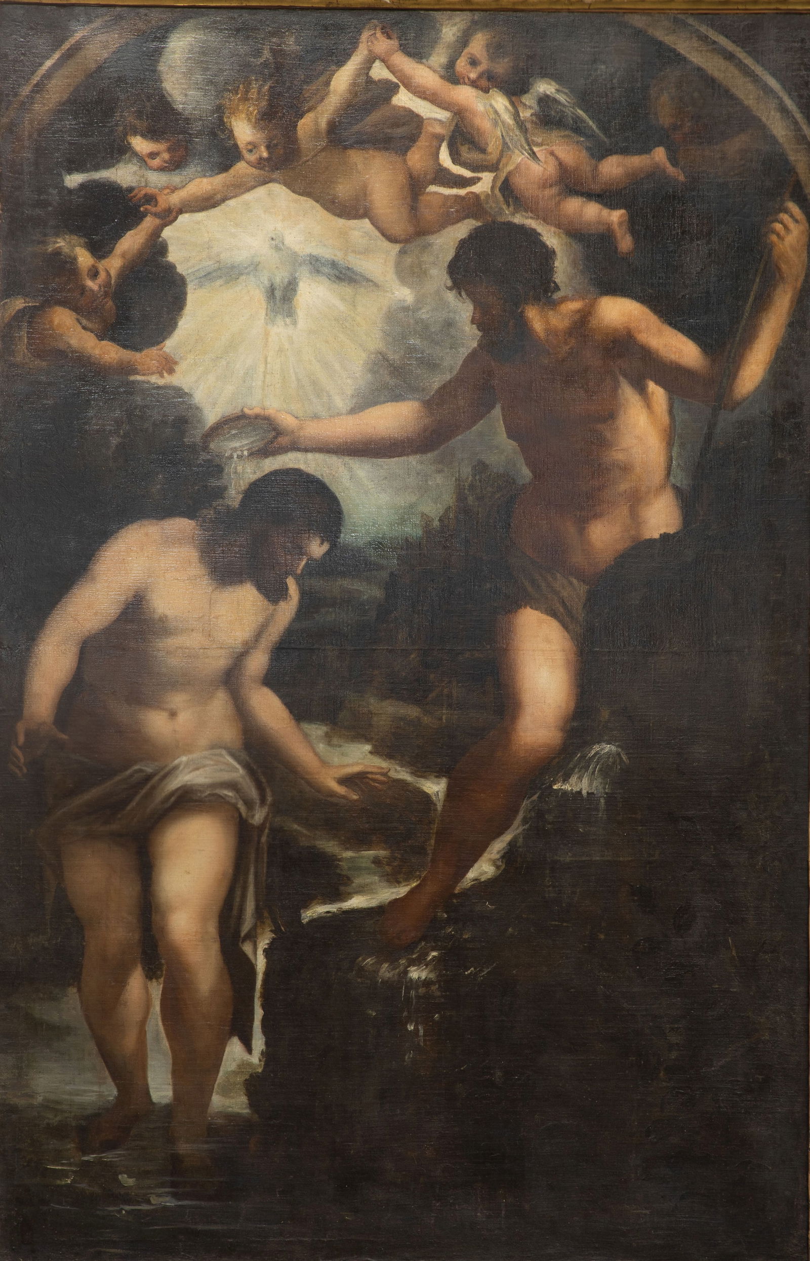 After Francesco Curia (Italian, 1538-1610) 'The Baptism of Christ' Oil on Canvas (1 of 9)