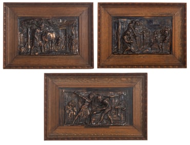 Benjamin Creswick (British, 1853-1946) Cast Bronze Reliefs