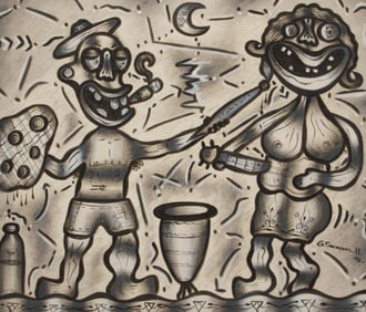 Guillermo Socarras Hernandez (Cuban, b.1961) 'Pintando La Alegria' Oil on Canvas