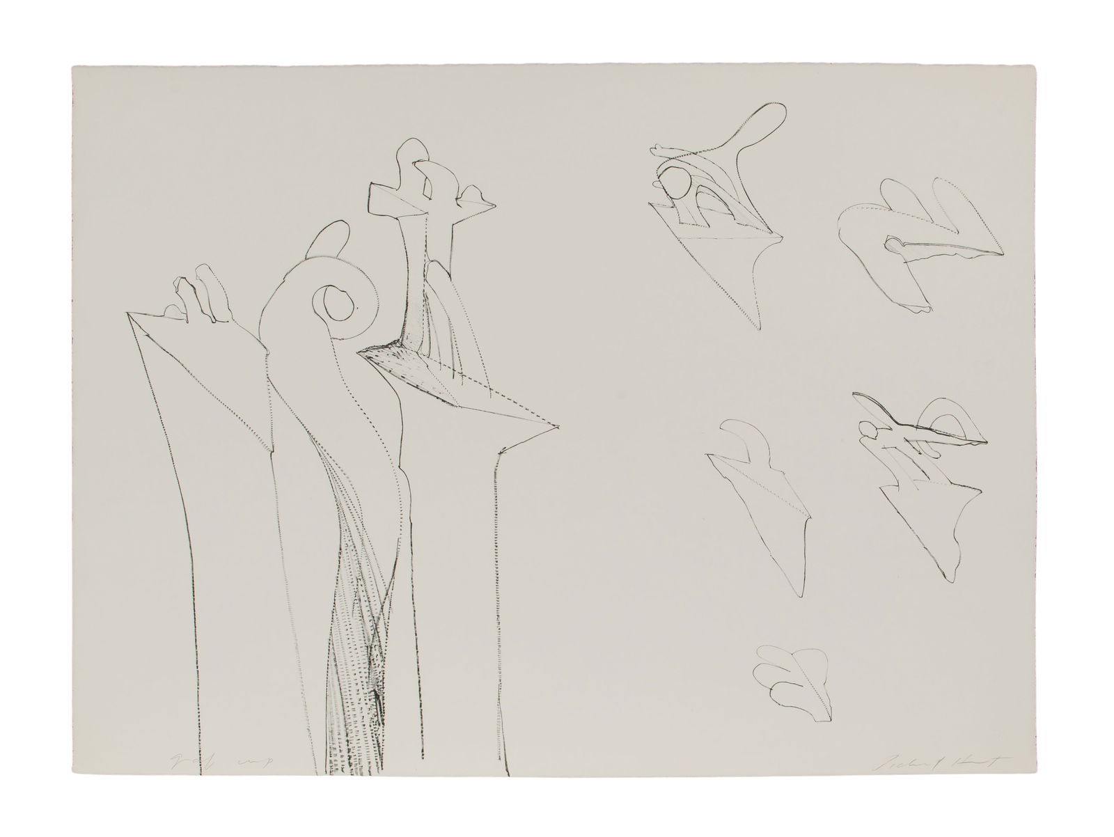 Richard Howard Hunt (American, 1935-2023) Lithograph: Richard Howard Hunt (American, 1935-2023) Lithograph Undated, pencil signed and two blind stamps lower right, AP lower left, an abstract image on deckle edge paper, unframed Property from: a Private C