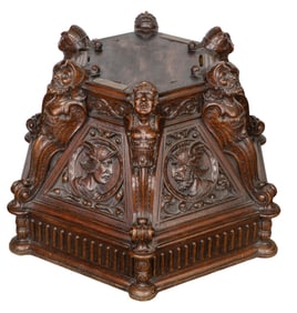 The Hayden Company Carved Red Oak Stand