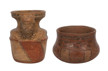 Pre-Columbian Mayan Style Painted Pottery Jars