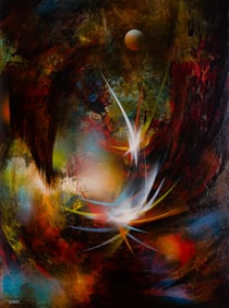 Leonardo Nierman (Mexican, 1932-2023) 'Flight at Springtime' Acrylic on Hardboard