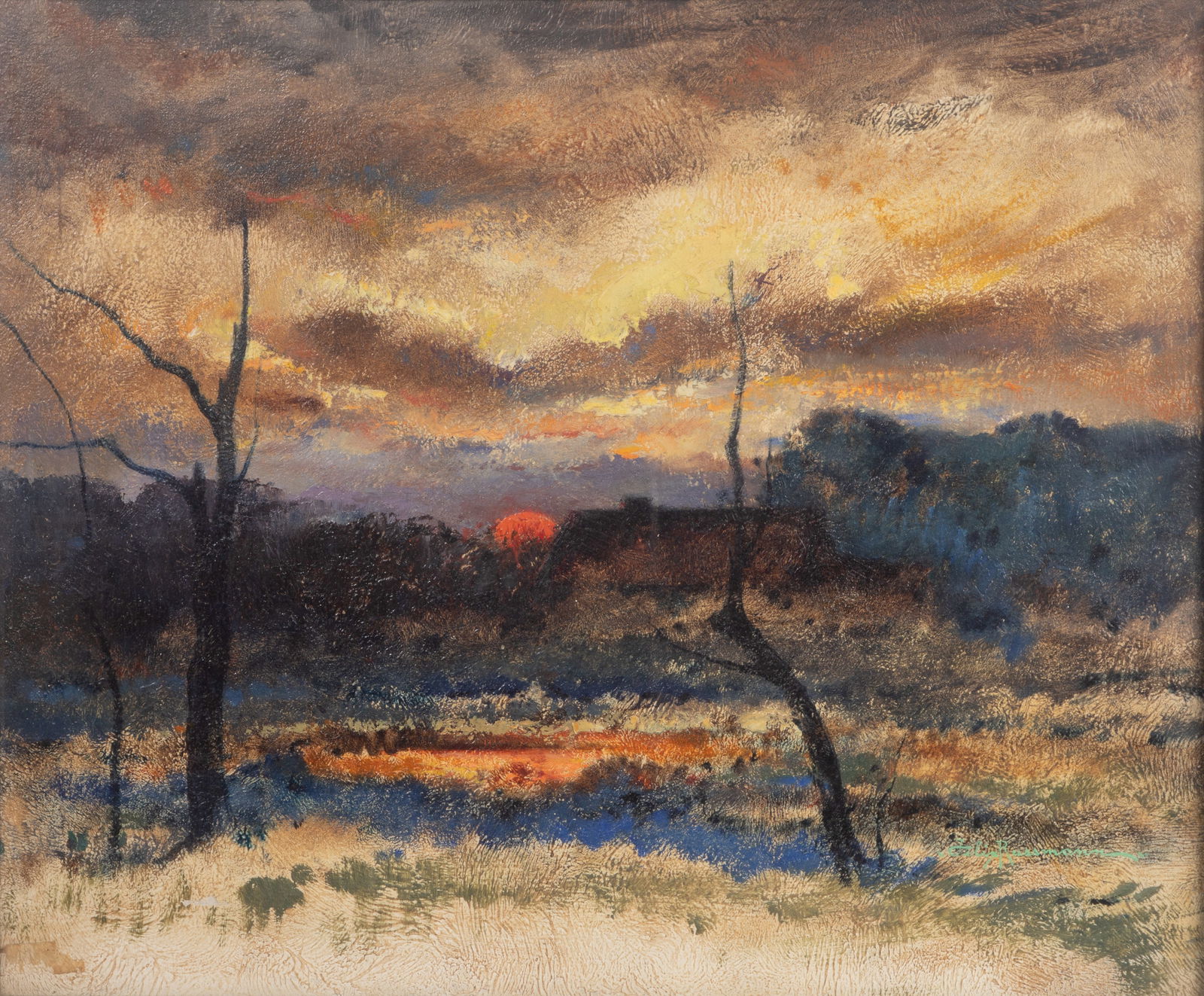 Felix Russman (American, 1888-1962) 'Stormy Sunset' Oil on Canvas (1 of 7)