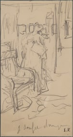 Edouard Vuillard (French, 1868-1940) 'Madame Hessell' Graphite Sketch on Paper