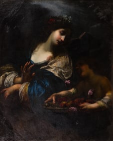 After Simone Pignoni (Italian, 1611-1698) 'Santa Dorotea' Oil on Canvas