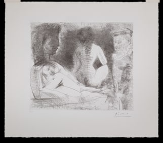 Pablo Picasso (Spanish, 1881-1973) 'Peintre avec deux Modeles' Drypoint