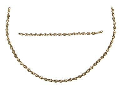 14k Yellow Gold Necklace and Bracelet