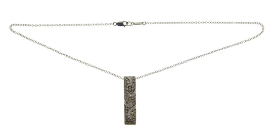 18k White Gold and Diamond Pendant on Necklace