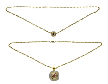 Asch Grossbardt 14k Yellow Gold, Gemstone and Diamond Pendants on Necklaces
