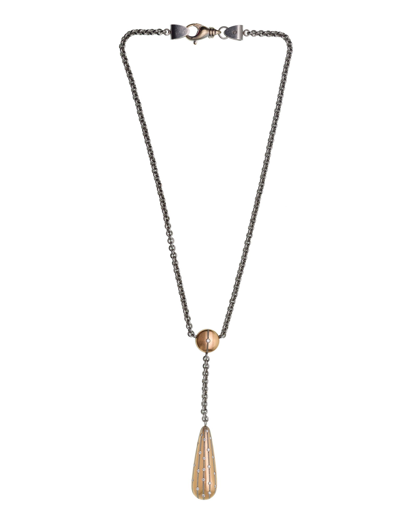 Platinum, Gold and Diamond Pendant on Necklace (1 of 2)