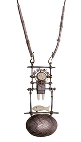 Carolyn Morris Bach 18k Gold and Sterling Silver Pendant on Necklace