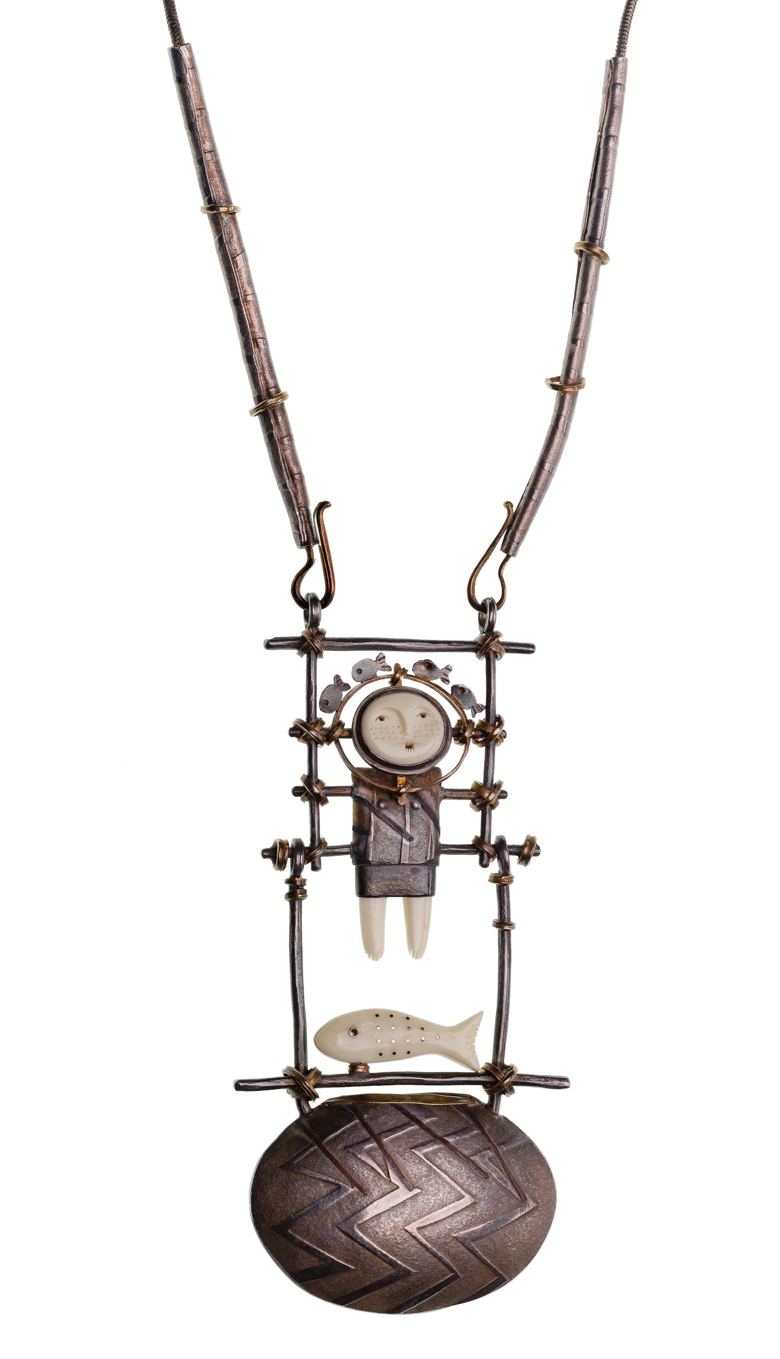 Carolyn Morris Bach 18k Gold and Sterling Silver Pendant on Necklace (1 of 5)