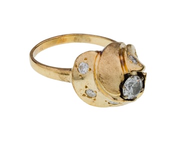 14k Yellow Gold and Diamond Kinetic Ring