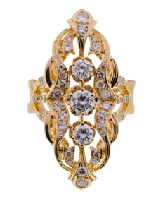14k Yellow Gold and Diamond Ring