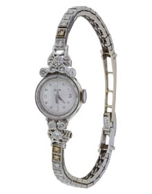 14k White Gold and Diamond Case and Band Wristwatch