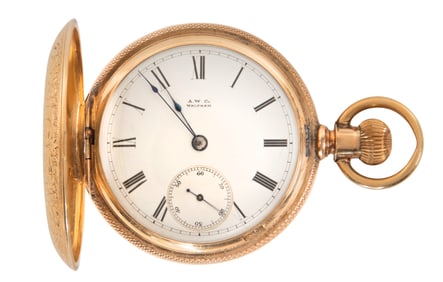 Waltham P S Bartlett 14k Gold Hunter Case Pocket Watch
