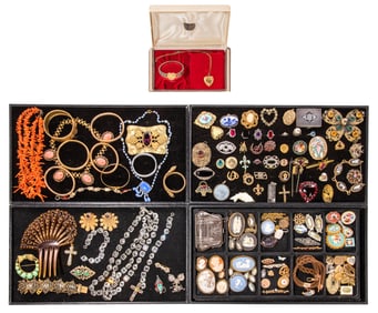 Rhinestone and Victorian Style Costume Jewelry Assortment