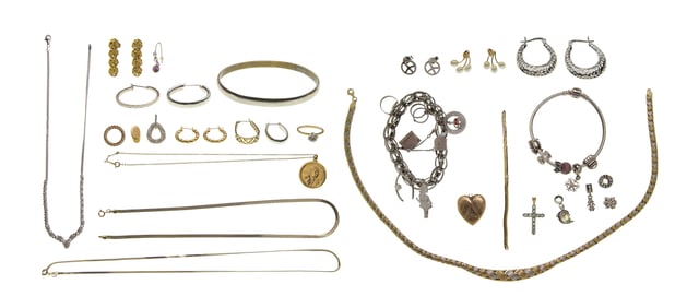 10k Gold, Sterling Silver and Costume Jewelry Assortment