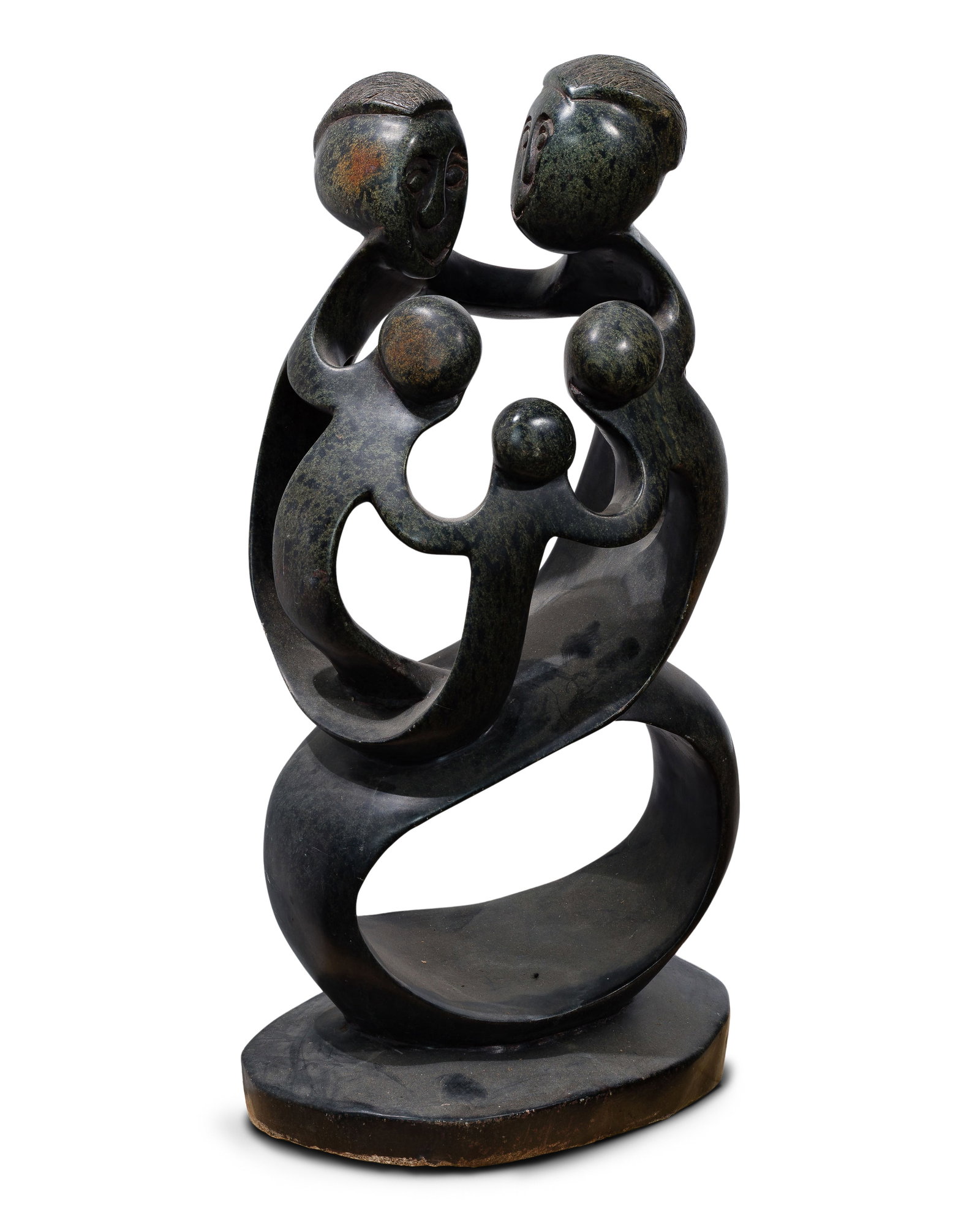 African Shona Stone Sculpture: African Shona Stone Sculpture Undated, unsigned open work depiction of a family Property from: a Private Collector, Chicago (Edgewater), Illinois Height: 26 1/2 inches, Width: 13 inches, Depth: 9 inch